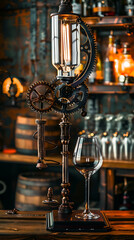 Steampunk Mechanical Gear Lamp Vintage Wine Glass Classic Home Bar ,empty space