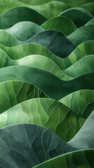 Obraz premium A layered green paper hills as an abstract art piece