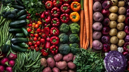 A vibrant and colorful display of fresh vegetables.