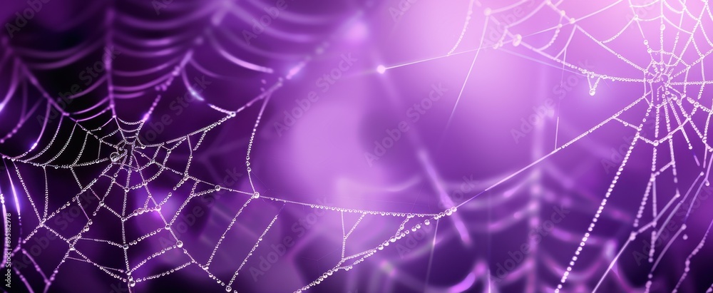 Canvas Prints a purple background with white spider webs hanging from the top and bottom corners, creating an eeri