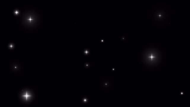 Animated Starry Sky with Flashes of Light from Stars, Multiple Camera Flashes Effect for Editing | 4K Resolution Alpha Channel