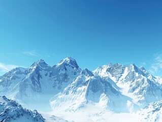 Obraz premium Snow-capped mountains under a clear blue sky, pristine and majestic.
