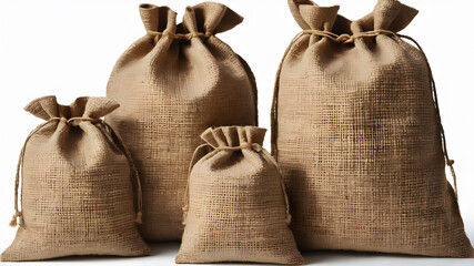 Full jute bag isolated on white background. Generative AI