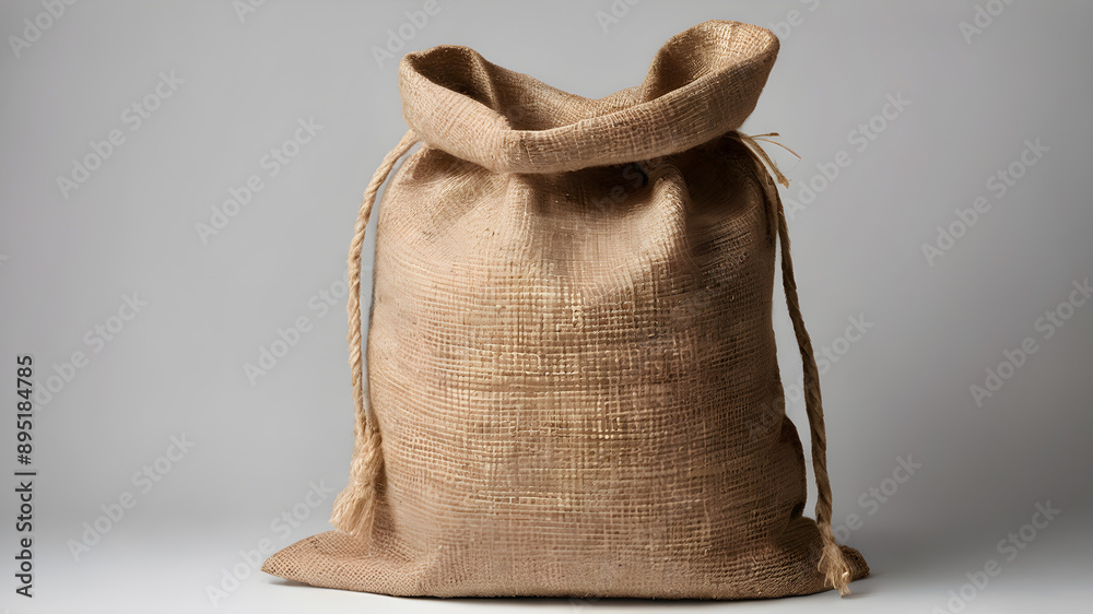 Wall mural Full jute bag isolated on white background. Generative AI