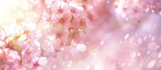 Beautiful nature spring background with a branch of blooming sakura
