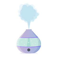 Humidifier in cartoon style. Equipment for home and office. Ultrasonic air purifier. Device for cleaning and moistening. Vector illustration EPS10.