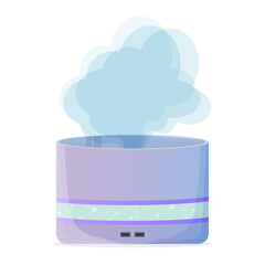 Humidifier in cartoon style. Equipment for home and office. Ultrasonic air purifier. Device for cleaning and moistening. Vector illustration EPS10.