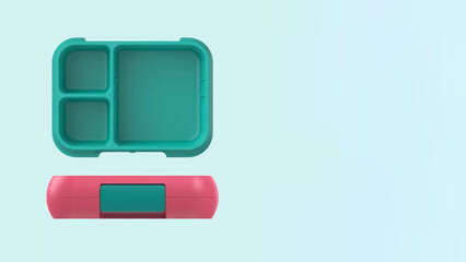Closeup of small bento lunchbox isolated on copy-space background.