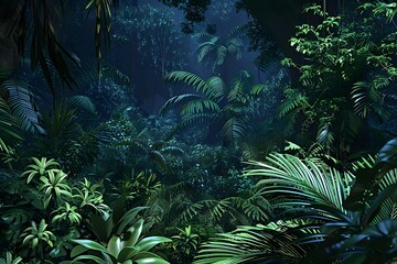 Fototapeta premium Dark Green Lush Tropical Rainforest