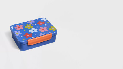 Closeup of small bento lunchbox isolated on copy-space background.