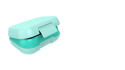 Closeup of small bento lunchbox isolated on copy-space background.