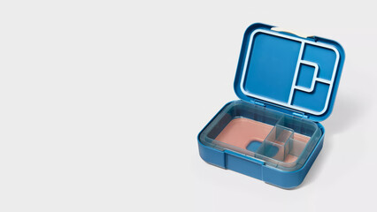 Closeup of small bento lunchbox isolated on copy-space background.