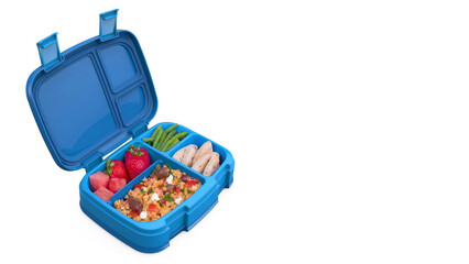 Closeup of small bento lunchbox isolated on copy-space background.