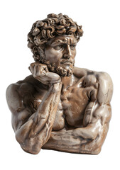 Fototapeta premium [Transparent Background PNG]Contemplative Sculpture of a Muscular Man