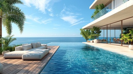 Obraz premium Luxury Villa With Infinity Pool and Ocean View