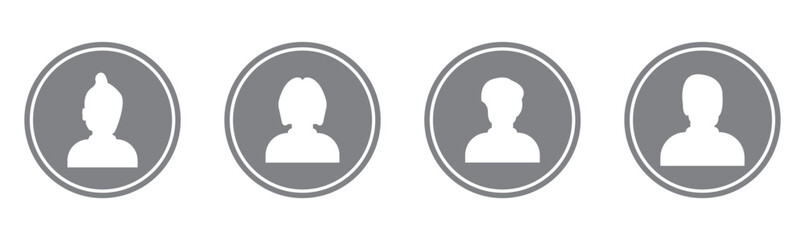 Monochrome icon. User icon in flat style, Person icon, User icon for web site,User profile login or access authentication icon. vector illustration