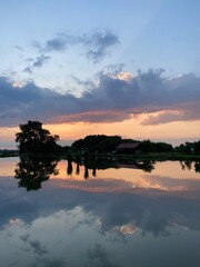 sunset over the river