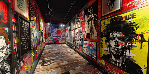 Naklejka premium The Legacy of Punk: A museum exhibit showcases the history and impact of punk rock on music and culture