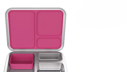 Closeup of small bento lunchbox isolated on copy-space background.