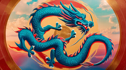 Dragon symbol feng shui motif dragons as power and auspicious creatures, wallpaper illustration background