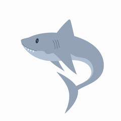 Cute shark for children background. Under the sea, water animal character, ocean fauna. Flat vector design.	
