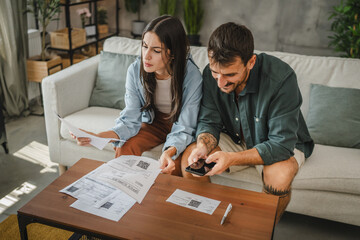 Adult man have contactless payment scan invoice on cellphone