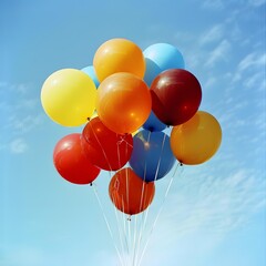 Colorful Balloons Against Blue Sky