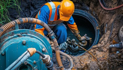Expert technician offers residential septic tank pumping and sewage cleaning service