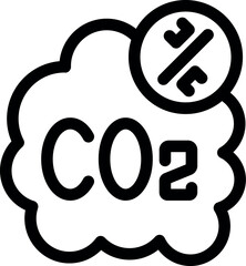 Co2 emission rate reducing with percentage symbol representing global warming and climate change