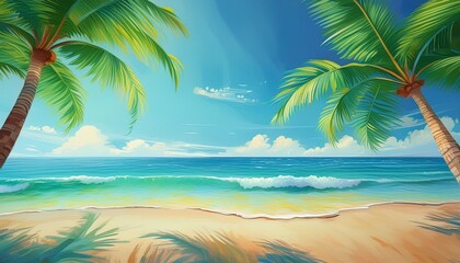 Obraz premium Beautiful beach sand and palm trees