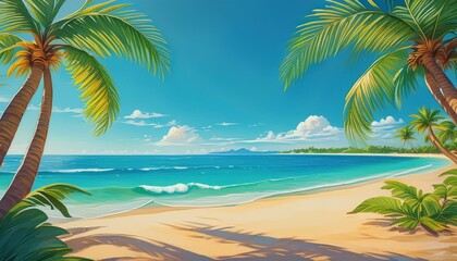 Obraz premium Beautiful beach sand and palm trees