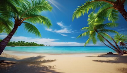 Obraz premium Beautiful beach sand and palm trees