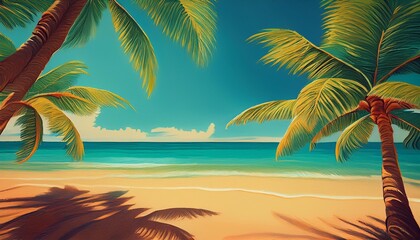 Obraz premium Beautiful beach sand and palm trees