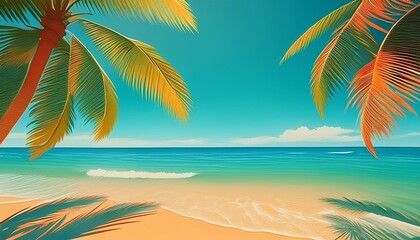 Fototapeta premium Beautiful beach sand and palm trees