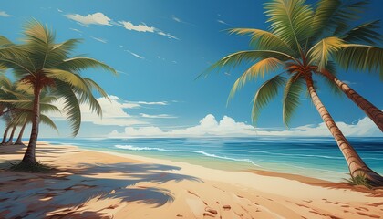 Obraz premium Beautiful beach sand and palm trees