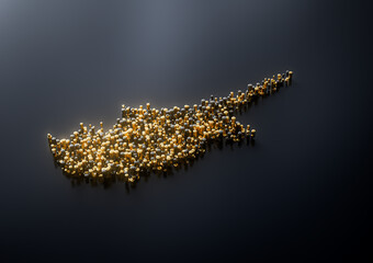 Cyprus Map Made Of High Quality Premium Golden Metallic Copper Brass Pillars 3D Illustration