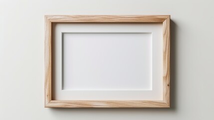 A wooden framed white picture with a black border