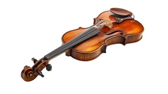 [Transparent Background PNG]A violin lies on its side against a white background