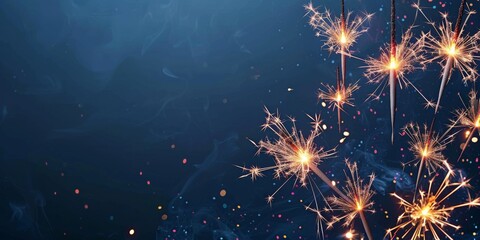 A dark blue background sparkles brightly, creating a magical and festive atmosphere perfect for special occasions and joyous events. The scene is filled with celebration and brightness