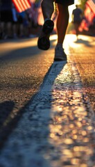 Fototapeta premium Patriotic Veteran Racewalking Event Promoting Fitness and Honoring Military Service