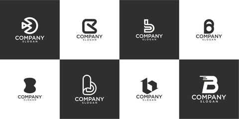 set of collection abstract letter b logo design vector