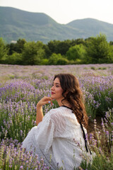  a beautiful girl in lavender fields