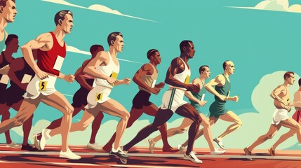 Educational Poster of Key Figures in Racewalking History with Portraits and Brief Bios