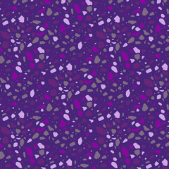 Purple Colorful Scattered Pebble Chips Violet Terrazzo Random Stone Textile Pattern Replica Lavender 253