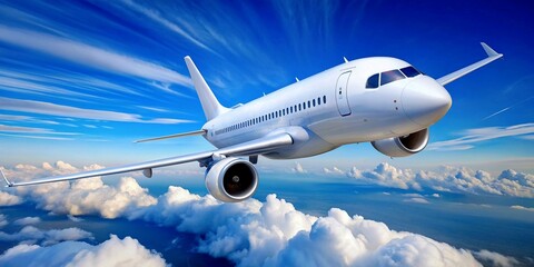 Naklejka premium Airplane flying above clouds.