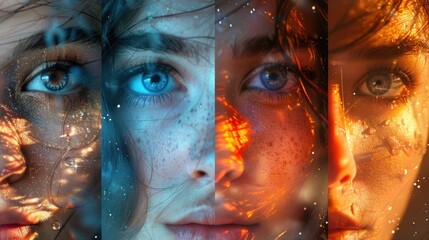 Close-Up Portrait of a Woman with Blue Eyes