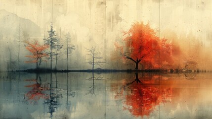Autumnal Reflection in the Still Waters