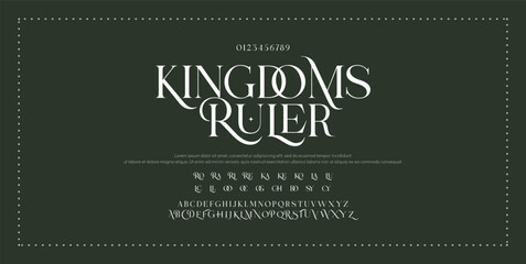 Luxury sans serif alphabet letters font and number. Classic Lettering Minimal Fashion Designs. Typography decorative wedding fonts and logo. vector illustration.