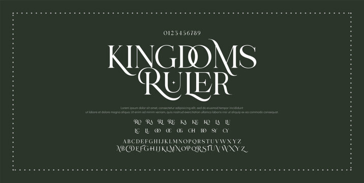 Luxury sans serif alphabet letters font and number. Classic Lettering Minimal Fashion Designs. Typography decorative wedding fonts and logo. vector illustration.