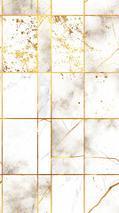 Seamless pattern showcasing a luxurious design of alternating white marble and gold foil squares